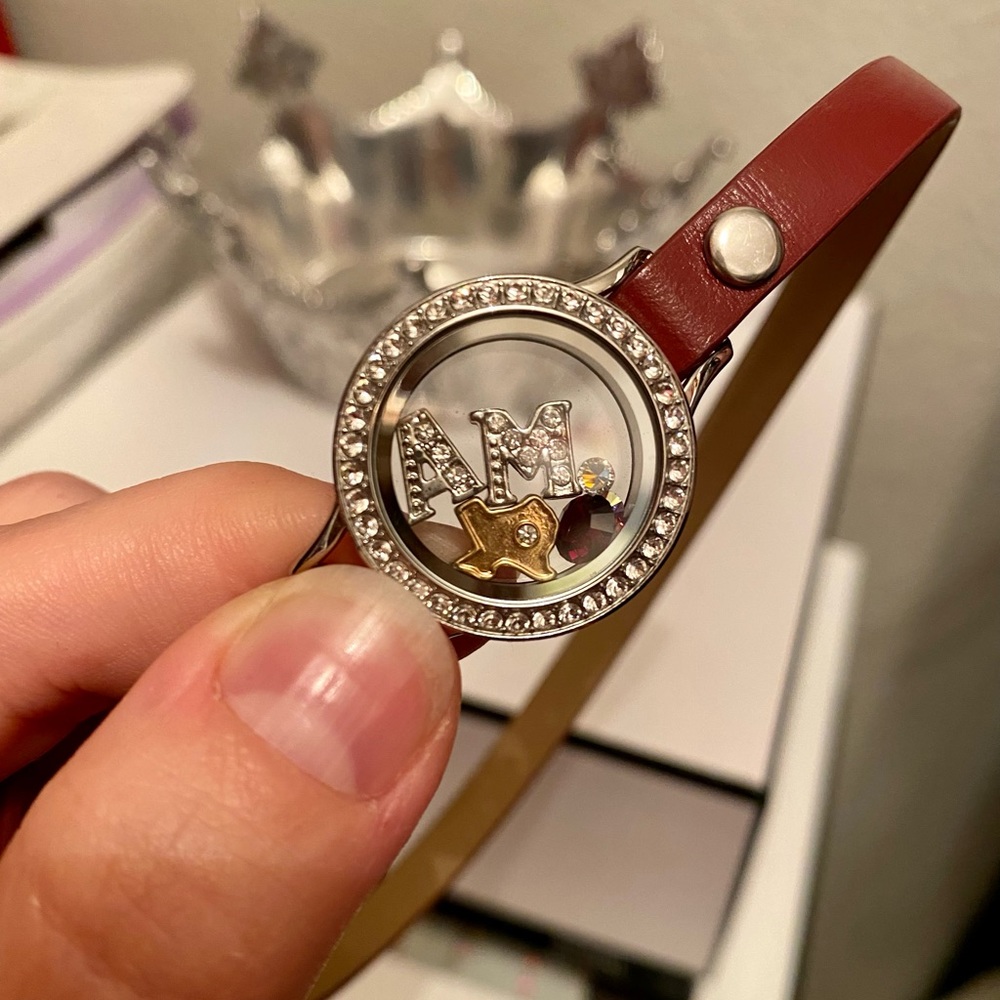 Texas A&M Origami Owl Bracelet with Maroon Strap